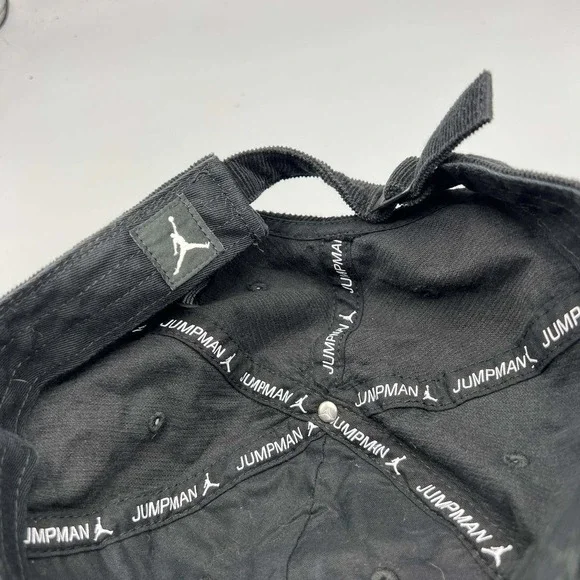 Air Jordan Hat Men Black Corduroy Embroidered Jumpman Strap Back Cap